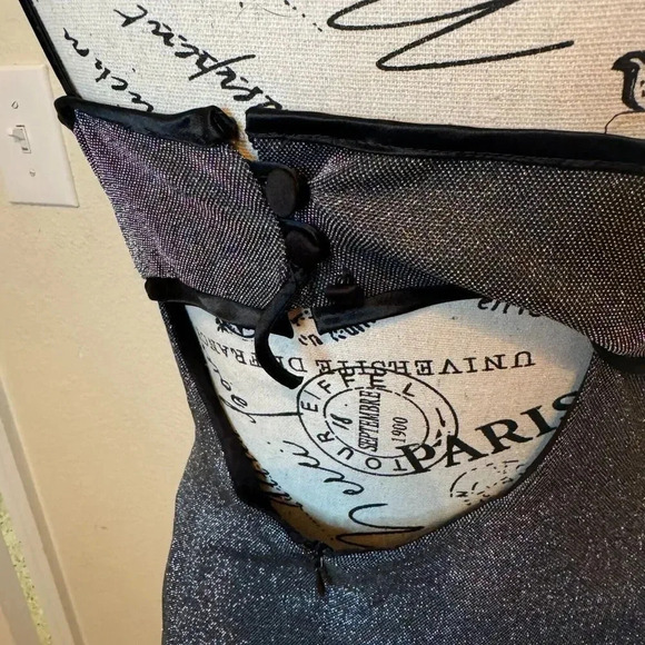 Vintage Y2K Dave & Johnny Silver Metallic Baby Doll Sheath Maxi Dress Size 10 - Picture 5 of 7